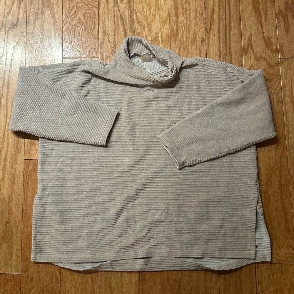 Zella Beige Ribbed Turtleneck Top